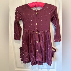 Super soft burgundy polka dot kids dress